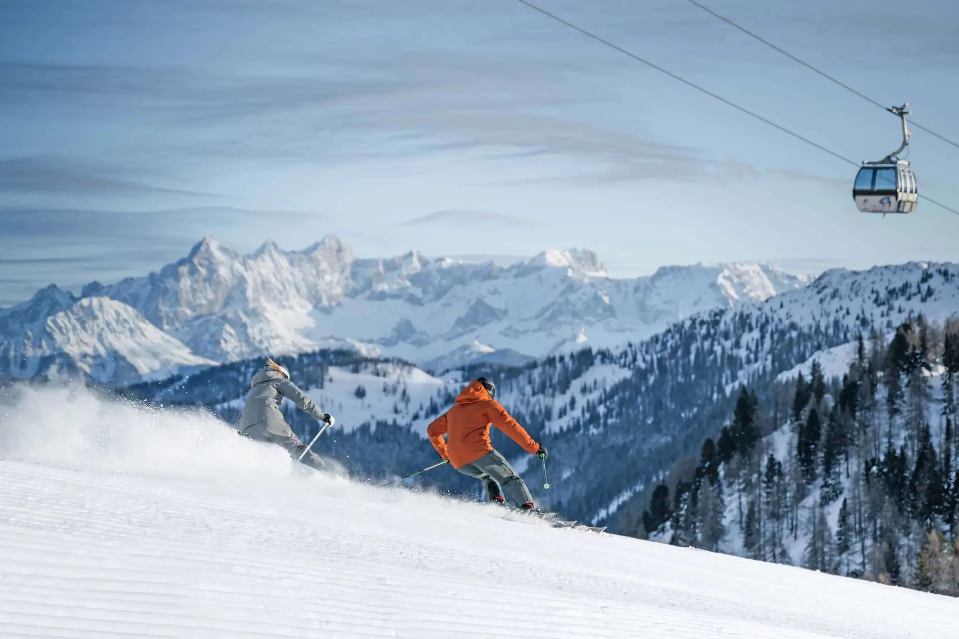 Pisten und Lifte der Skischaukel zwischen Zauchensee und Flachauwinkl